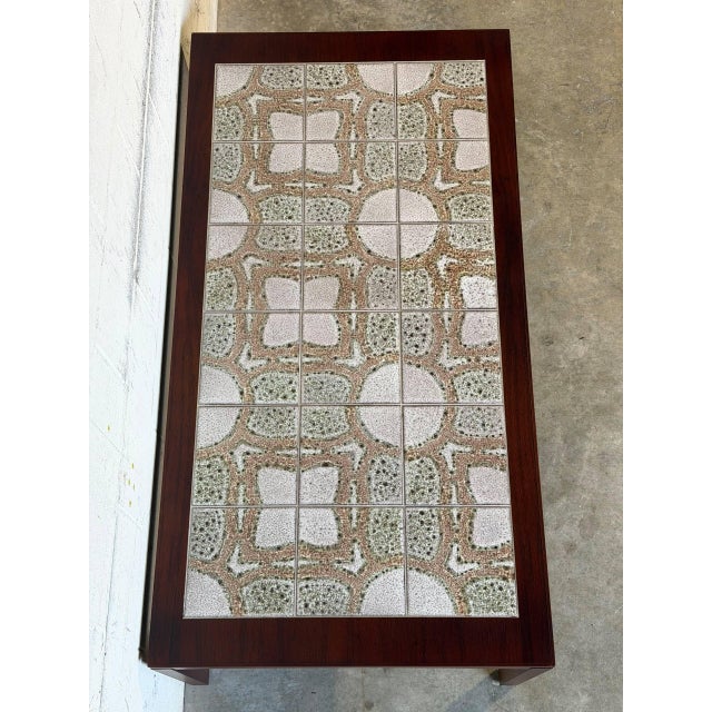 Rosewood Rectangular Coffee Table With Ceramic Tile Top Vintage Mid-Century Modern 1960s For Sale - Image 9 of 11