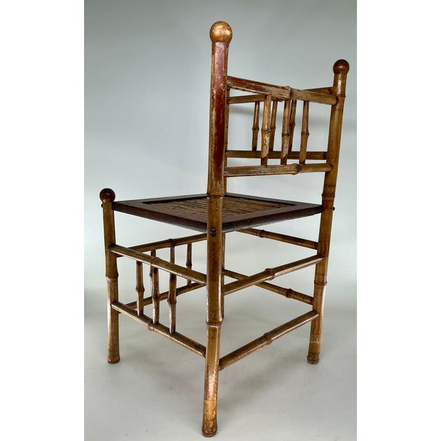 Victorian Antique English Burnt Bamboo Corner Chair or Shelf. For Sale - Image 3 of 10