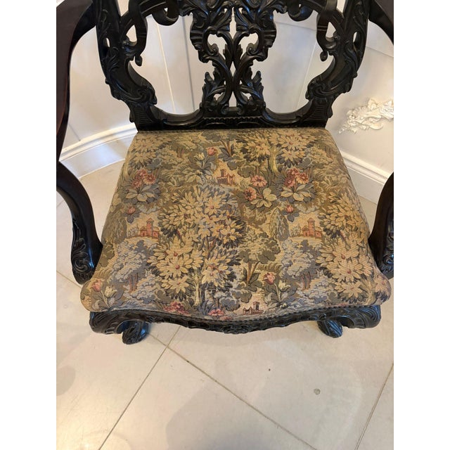 Antique Victorian Carved Mahogany Chippendale Style Ribbon Back Desk Chair, 1860 For Sale - Image 12 of 16