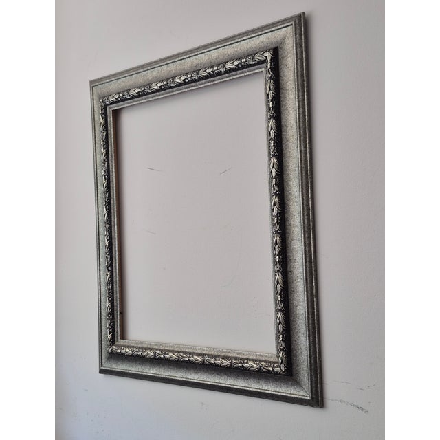 2000 - 2009 Contemporary Silver Embossed Frame 27"x30" For Sale - Image 5 of 12