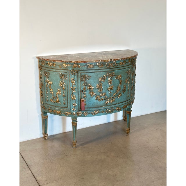 Half-Moon Sideboard in Wood and Marble, 1960s For Sale - Image 3 of 18