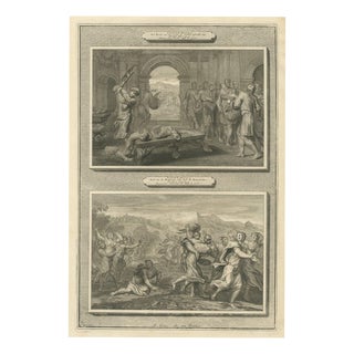 Pieter Mortier, The Levite's Concubine and the Daughters of Shiloh, 1700, Engraving For Sale