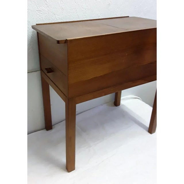 Vintage Scandinavian Style Teak Sewing Table with 2 Drawers & 2-Piece Top, 1960s For Sale - Image 11 of 12