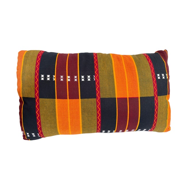 African African Kente Cloth Throw Lumbar Pillow 17" W For Sale - Image 3 of 8