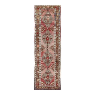 Vintage Turkish Oushak Long Runner With Rose and Pink 4'2" X 14'0" For Sale