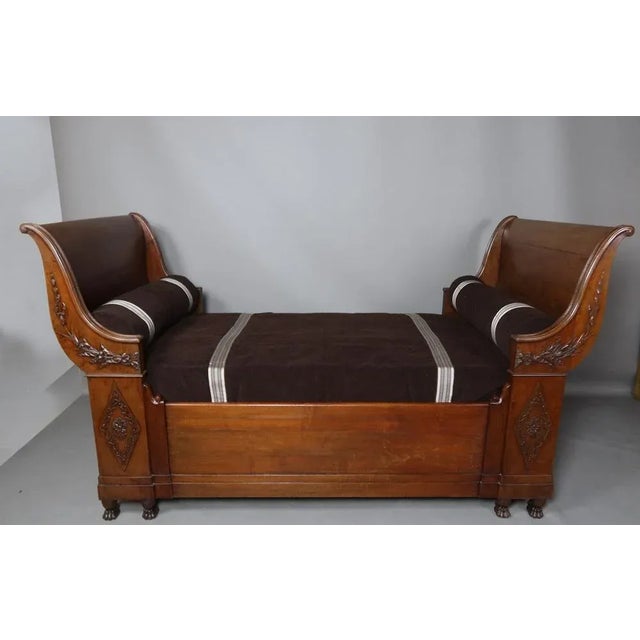 Wood Vintage Wooden Bed with Floral Decorations For Sale - Image 7 of 12