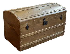 Late-19th Century Antique Painted Wood Travel Trunk