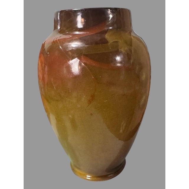Art Nouveau Vintage Weller Louwelsa Hand Painted Grape & Vine Decorated 8" Art Pottery Vase For Sale - Image 3 of 11
