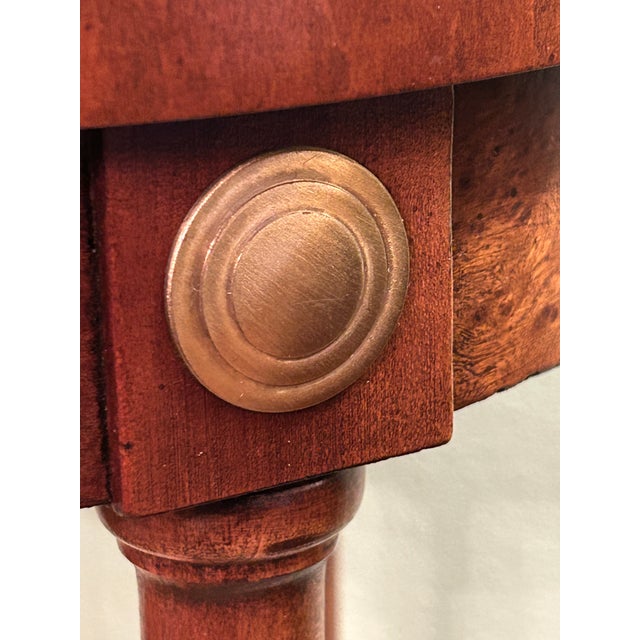 Vintage Neoclassical Burl Veneer & Brass Three-Column Plant Stand or Pedestal For Sale - Image 4 of 10