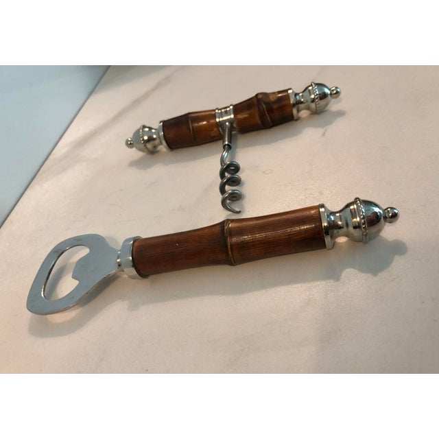 1970s 1970s Bamboo Corkscrew and Bottle Opener Barware Set - 2 pcs For Sale - Image 5 of 11