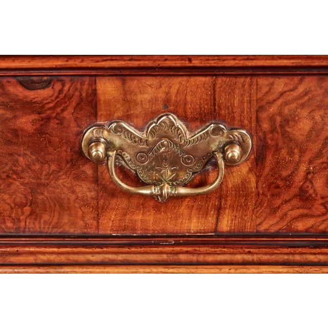 Mid 19th Century Antique Victorian Burr Walnut Bureau with Carved Paw Feet, 1860 For Sale - Image 5 of 6
