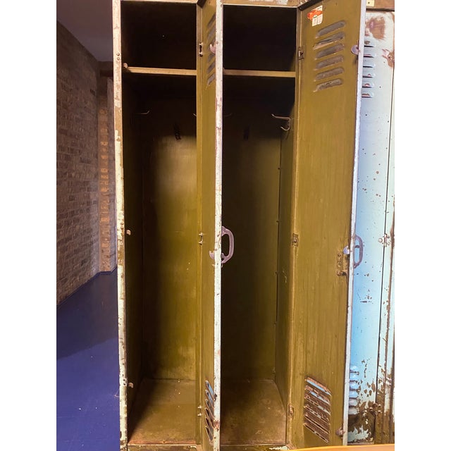 Metal 1960s Green Distressed Lockers For Sale - Image 7 of 10