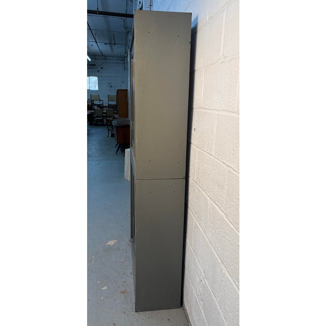Mid 20th Century Industrial Stackable Metal Cabinet With Sliding Glass Doors For Sale - Image 4 of 18