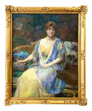 Herman Richir, Lady on the Sofa, 1890s, Pastel, Framed