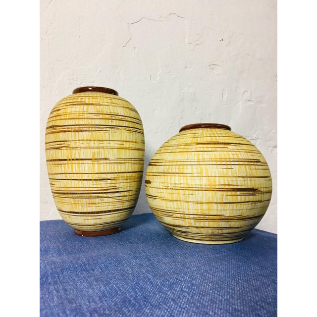 Ceramic Art Deco Amphora Majolica Vases, 1920s, Set of 2 For Sale - Image 7 of 11