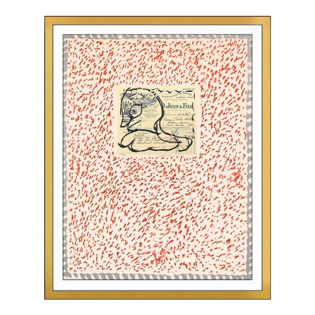 1978 Juin Et Fils Abstract Red Lithograph Pierre Alechinsky For Sale