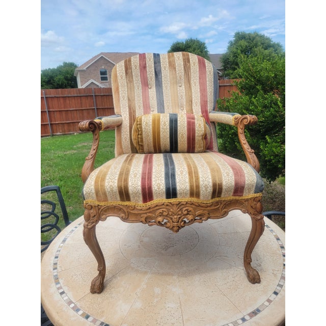Late 20th Century Vintage Striped Accent Chair For Sale - Image 11 of 11