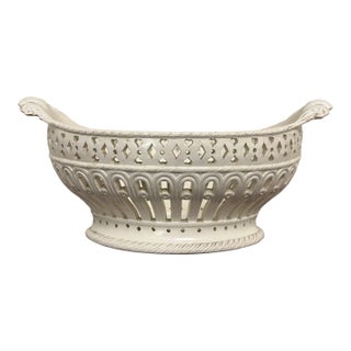 Antique 18th Century English George III Creamware Reticulated Basket For Sale