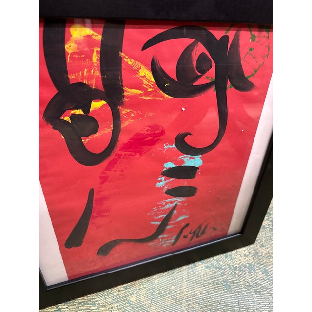 1970s 1970s Peter Keil Cubist Red Portrait Paintings a Pair For Sale - Image 5 of 8