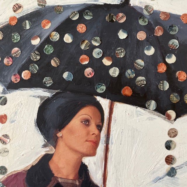 Contemporary Contemporary Original Stephen Heigh Painting/Collage “Droplets” Vintage Frame For Sale - Image 3 of 6