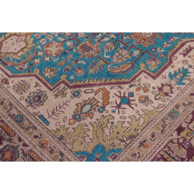 Shabby Chic 1990's Vintage Blue/Purple Wool Rug - 7'7'' X 11'2'' For Sale - Image 4 of 10
