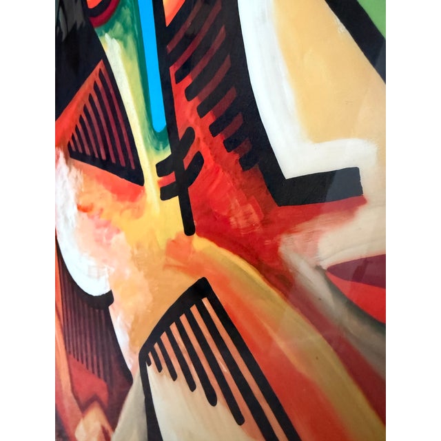 This item is a 1995 work titled The Protector by Rick Herold, executed as a bold abstract figural composition with strong...
