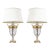 1980s Pair Sunning Italian Brass & Crystal Urn Style Table Lamps For Sale