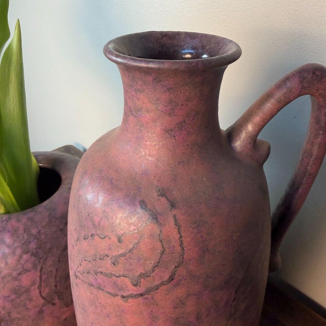 Maroon Ceramic Model 302/2 & 305/3 Vases from Ruscha, West Germany, 1970s, Set of 2 For Sale - Image 8 of 13