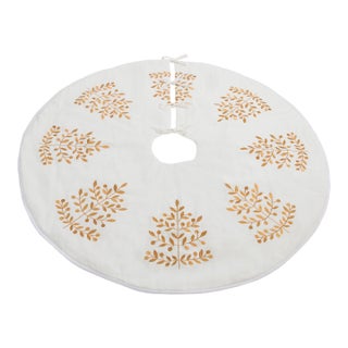 Metallic Leaf Christmas Tree Skirt 48"D For Sale