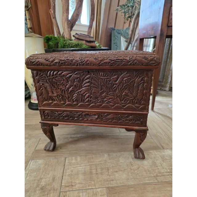 Heavily Carved Sandalwood Jewelry Chest For Sale In San Antonio - Image 6 of 17