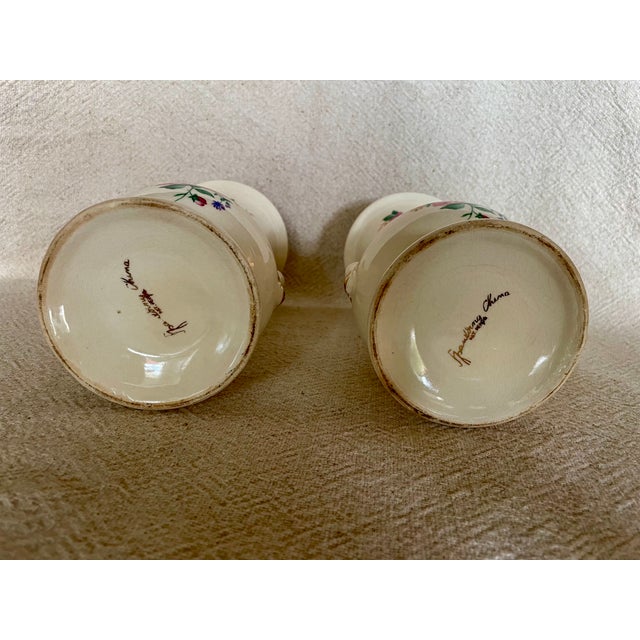 Vintage 1940s Porcelain Rose Urn Vases - Pair For Sale - Image 11 of 11