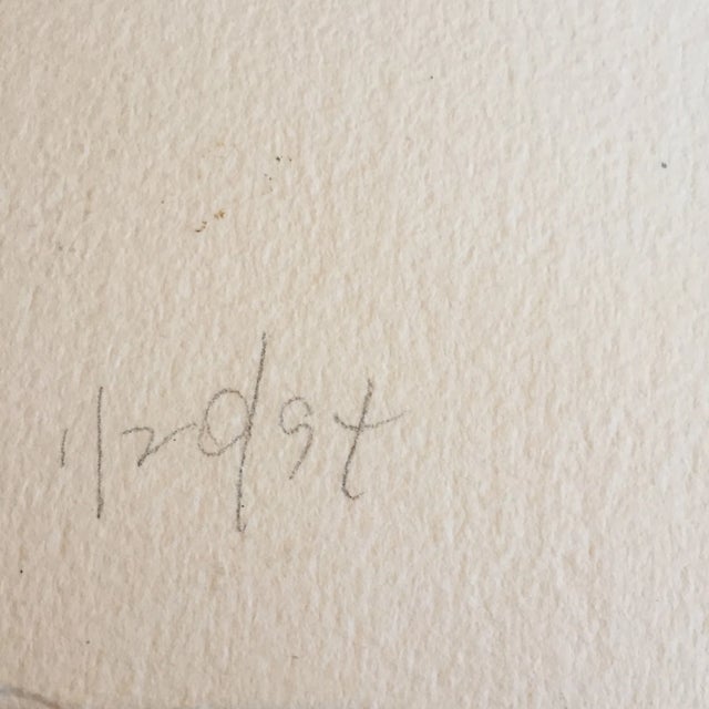 1970s Original Female Portrait Watercolor Painting For Sale - Image 5 of 6