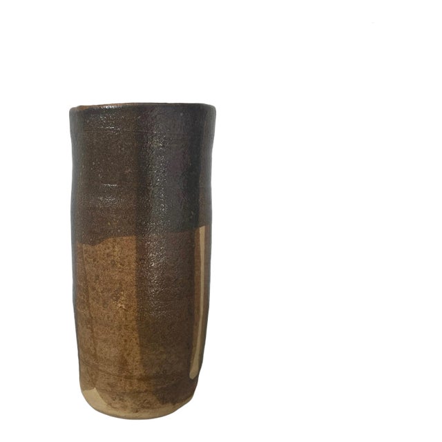 Late 20th Century Shabby Chic Studio Art Hand Thrown Pottery Vase Signed by Artist For Sale