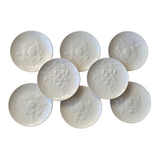 Vintage 1960's Creamware Fruit Plates-Set 8-Ed Langbien For Sale