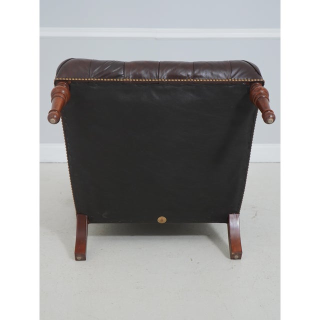 Stickley Tufted Leather Leopold Chair & Ottoman For Sale - Image 12 of 18