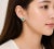 Modern 18K White Gold Cabochon Emerald Diamond Huggie Earrings For Sale - Image 3 of 3
