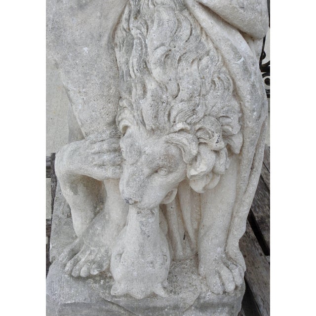 Late 19th Century Hand-Carved Limestone Statue Hercules "The Kill" For Sale - Image 10 of 11