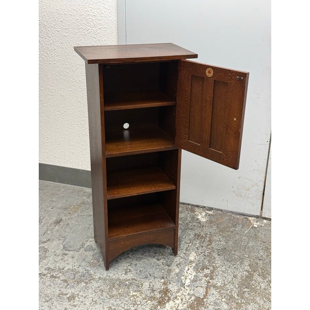 Wood Stickley Furniture Harvey Ellis Inlaid Music Cabinet, Model 89-476 For Sale - Image 7 of 12