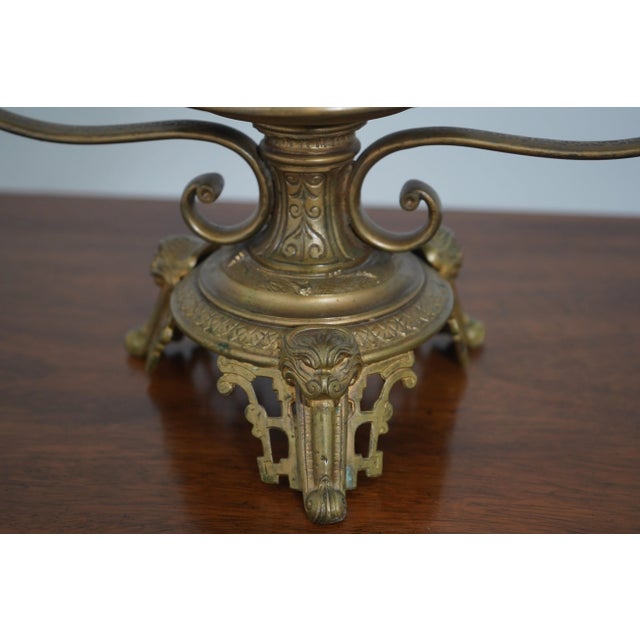 Victorian Era Bronze Winged Dragon Centerpiece W. Glass Bowl For Sale - Image 11 of 12