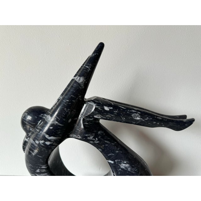 1980s Vintage Black & White Marble Abstract Woman Sculpture For Sale - Image 5 of 10