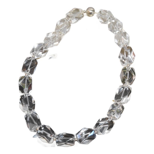 Sterling Silver Paola Valentini Rock Crystal Chunky Nugget Necklace For Sale