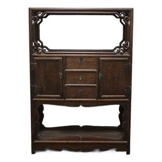 Vintage Chinese Hardwood Two-Tier Display Cabinet (Curio) With Drawers - 76cm For Sale