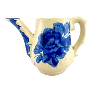 1920's Hand Painted Blue Floral Pitcher For Sale