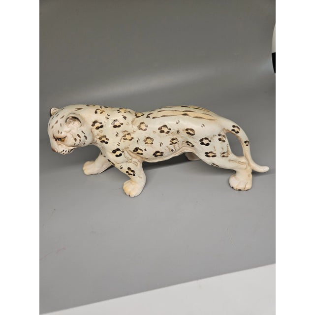 Vintage Ceramic Snow Leopard Handpainted Figurine | Chairish