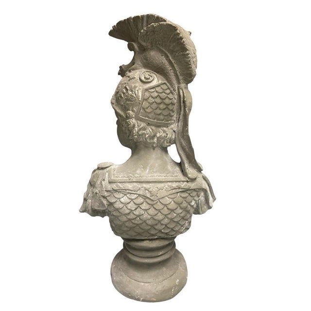 Neoclassical Style Cast Iron Bust of a Roman Warrior For Sale - Image 4 of 12