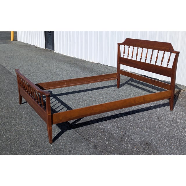 Vintage Cherrywood Shaker Style Queen Bedframe For Sale - Image 10 of 10