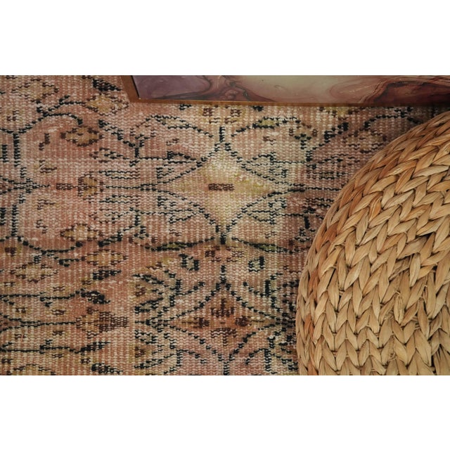 1970s 1970s Vintage Turkish Handmade Wool Cotton Beige Area Rug For Sale - Image 5 of 13