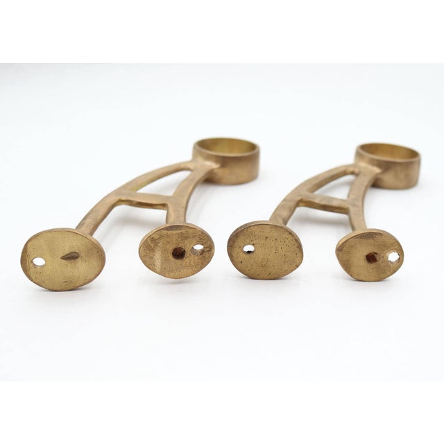 Pair of Reclaimed Brass Bar Mount Brackets For Sale - Image 4 of 4