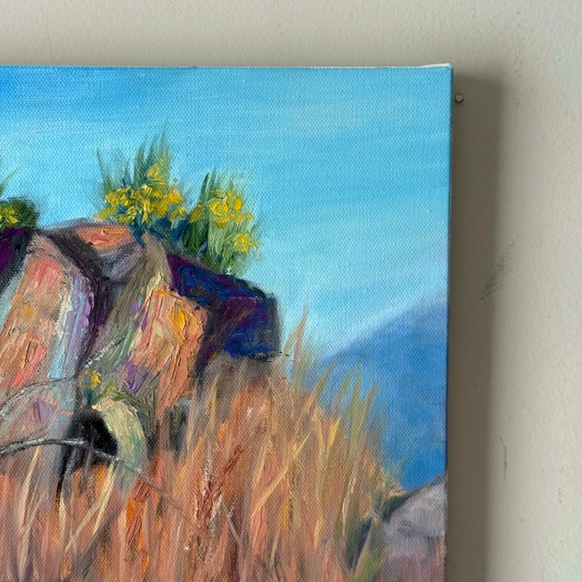 Late 20th Century Cactus Flower Rock Landscape Oil Pastel Painting For Sale In Charleston - Image 6 of 8
