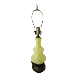 Midcentury Swirl Design " Latticino" Glass Table Lamp
